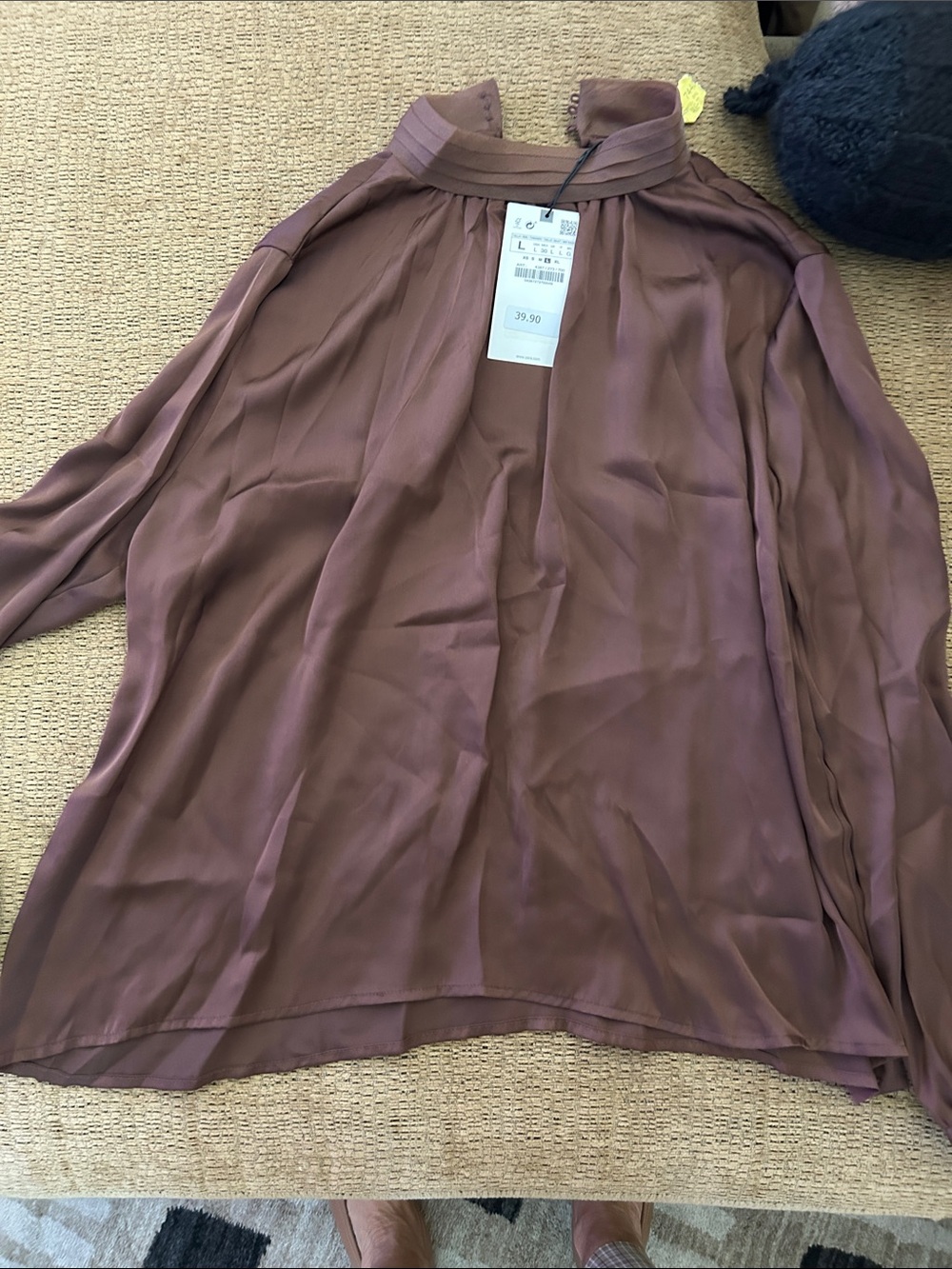 Women's Mauve Brown Long-Sleeve Satin Blouse - Lightweight Elegant Top